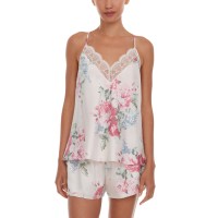 Flora by Flora Nikrooz Women’s Cindy 2-Pc. Floral Satin Pajamas Set, Ivory, Small