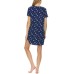  Womens Averie Floral Print Sleep Shirt Nightgown, Navy, Medium