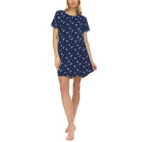Flora Nikrooz Womens Averie Floral Print Sleep Shirt Nightgown, Navy, Medium