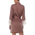  Women’s Kit Heart Lace Matte Charmeuse Wrap Robe (Mauve, Small/Medium)