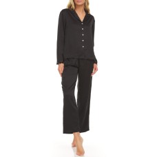 Flora Nikrooz  Women’s Victoria Notch Pajama Set, 2 Piece, Black, Medium