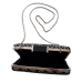 Formal Black/Silver Metal Box Chain Clutch, Black/Silver