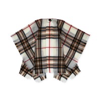 Fraas Women’s Fringe-Trim Classic Plaid Kimono with Fringe Trim – Ivory