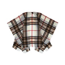Fraas Women’s Fringe-Trim Classic Plaid Kimono with Fringe Trim – Ivory