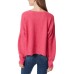 Frayed Denim Womens Gwen Distressed Sweater, Pink, L