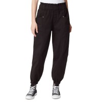 Frayed Denim Womens Paper Bag-gy Jogger Pants, Black, 26