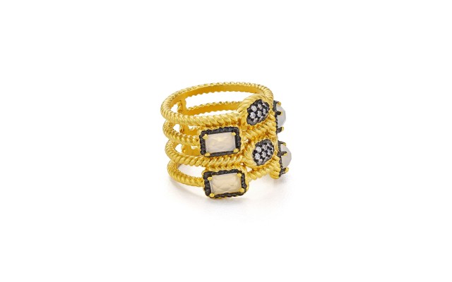  Women’s Gilded Stone Cage Ring 7