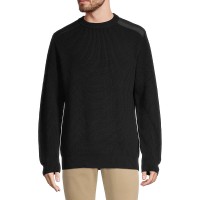 French Connection Waffle Crewneck Sweater, Black, Medium
