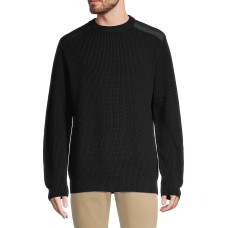 French Connection Waffle Crewneck Sweater, Black, Medium
