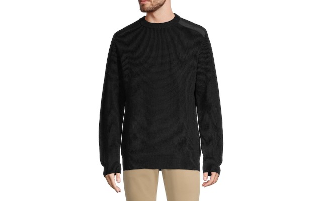  Waffle Crewneck Sweater, Black, Medium