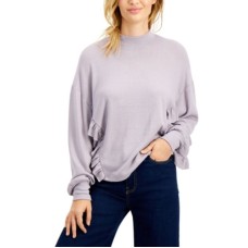 Freshman Juniors’ Ruffled Hacci-Knit Top, Purple, Small