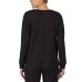  Womens Long Sleeve Pajama Top, Black, Small