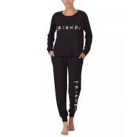 Friends Womens Long Sleeve Pajama Top, Black, Small