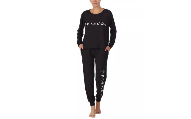  Womens Long Sleeve Pajama Top, Black, Small