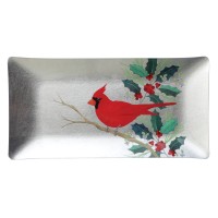 Fringe Studio Medium Foil Rectangle Glass Tray, Cardinal, 9 x 4.25