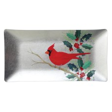Fringe Studio Medium Foil Rectangle Glass Tray, Cardinal, 9 x 4.25