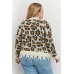 Full Circle Trends Plus Size Printed Ripped Sweat Taupe Leopard 3x