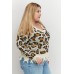 Full Circle Trends Plus Size Printed Ripped Sweat Taupe Leopard 3x