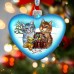 G. Debrekht Kitty Cats Love Heart Glass Ornament, Blue, 3''