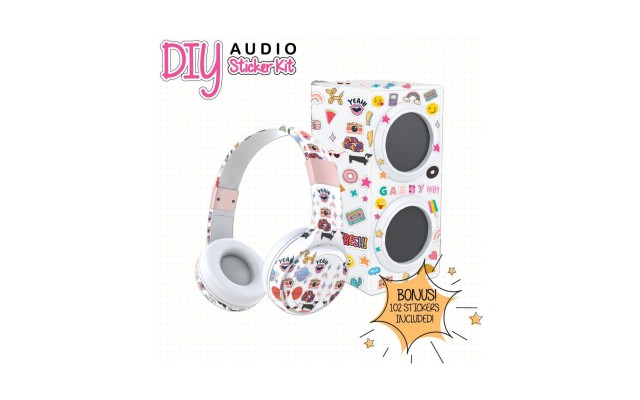  Diy Patch Kit With Headphones, A Bluetooth Speaker, And A Sticker Sheet To Design It Yourself