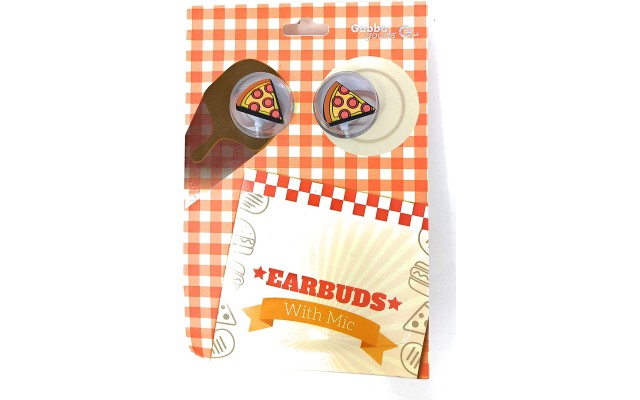  Pizza Earbuds with Microphone, Orange, 6 x 4 x 1 inches