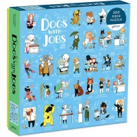 Galison Dogs with Jobs Puzzle, 500 Pieces, 20” x 20” – Jigsaw Puzzle Featuring an Amusing Illustration of Dogs – Thick, Sturdy Pieces, Challenging Family Activity, Great Gift Idea