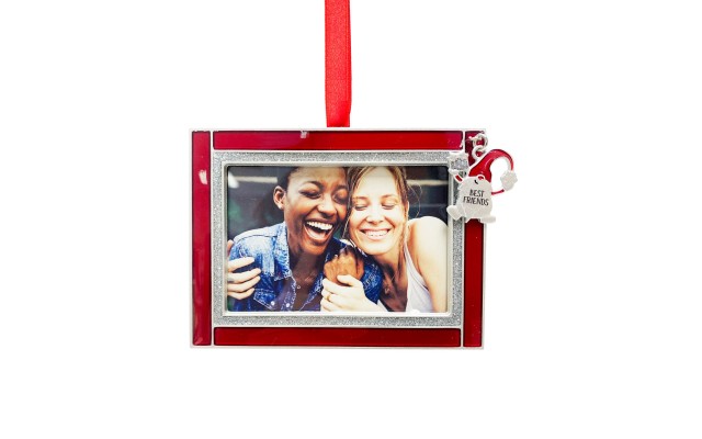 4″ Frame Ornament Gnome ‘Best Friends’ Red/Silver