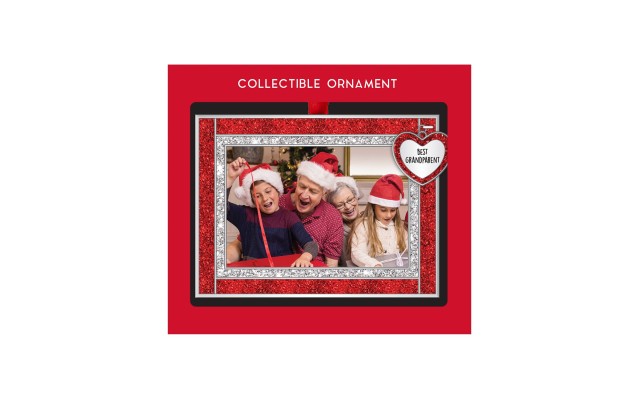 4″ Frame Ornament Heart ‘Best Grandparent’ Red/Silver