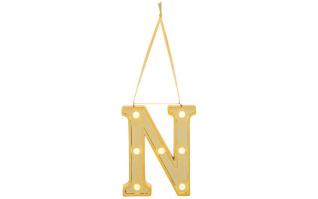  Led Light Up Marquee Initial Ornaments Letters, Gold/N
