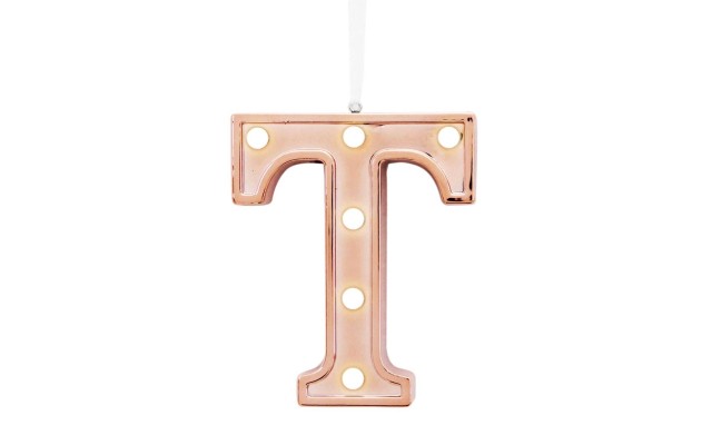  Led Light Up Marquee Initial Ornaments Letters, Gold/T