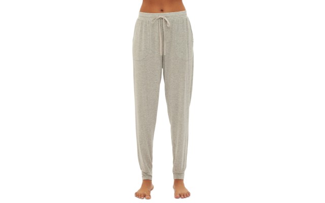  Body Women’s Drawstring-Waist Jogger Pajama Pants (Grey Heather, Large)