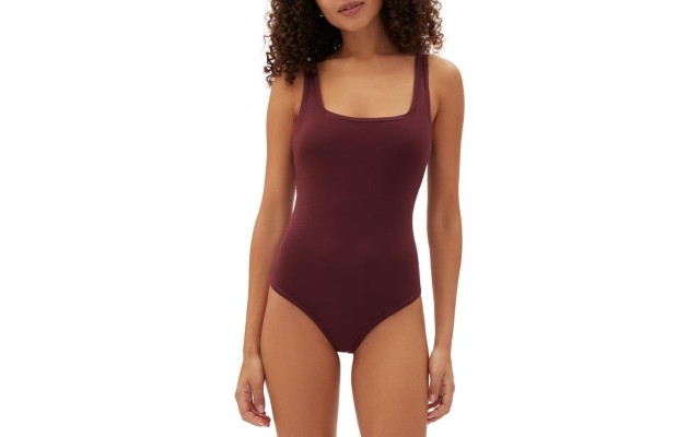  Body Women’s Logo Comfort Thong Bodysuit, Windsor Wine, Medium