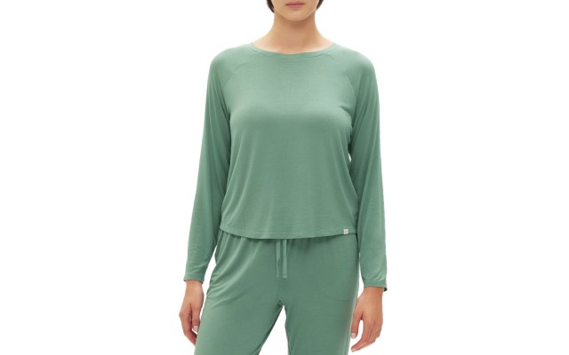  Body Women’s Long-Sleeve Crewneck Pajama Top, Green, Large