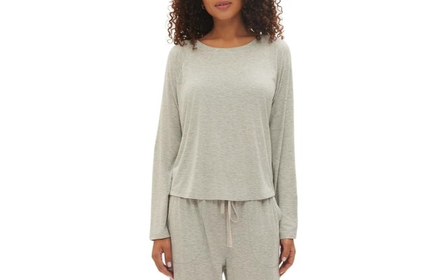  Body Women’s Long-Sleeve Crewneck Pajama Top (Grey Heather, Large)