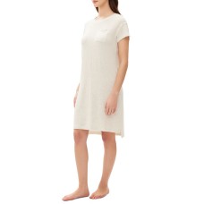 GAP Womens Short-Sleeve Striped Dorm Nightgown, Oatmeal, L