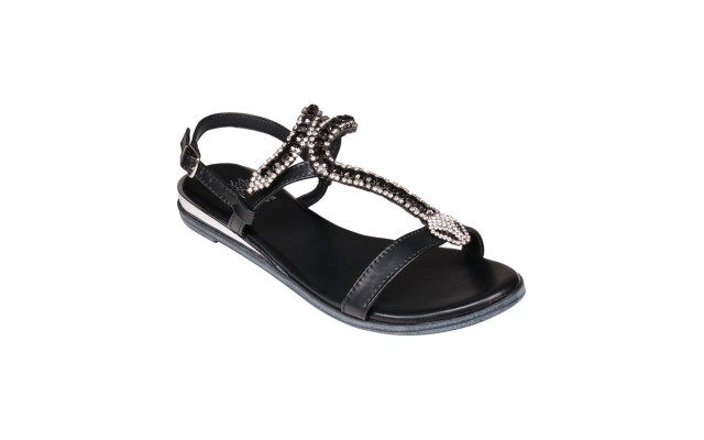  Women’s Lidia Slingback Flat Sandals, Black, 8M