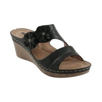 Gc Shoes Women’s Rita Flower Wedge Sandals, Black, 8M
