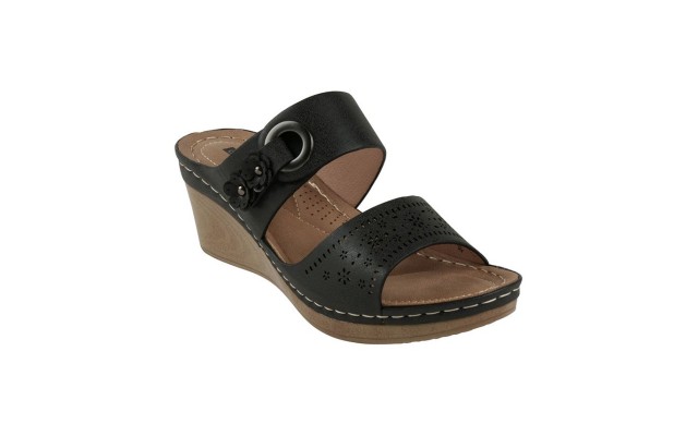  Women’s Theresa Comfort Wedge Sandals, Black, 10M