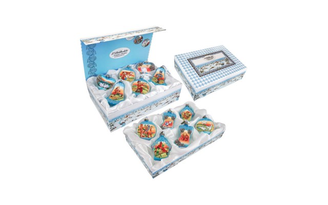GDeBrekht 12 Days of Christmas Set of 12 Glass Ornament, Blue