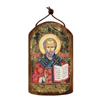 G,DeBrekht Inspirational Icon Saint Nicholas Wooden Ornament, Multicolor