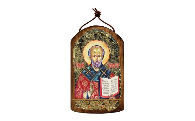 G,DeBrekht Inspirational Icon Saint Nicholas Wooden Ornament, Multicolor