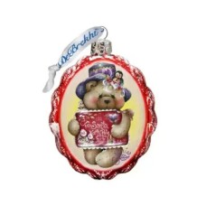 G.DeBrekht Note to North Pole Santa Hand Painted Glass Ornament, Red, 3''