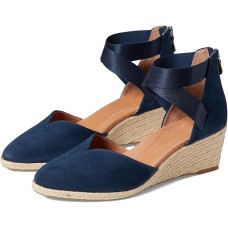 Gentle Souls Women’s Orya Wedge Pointy Toe Espadrille Sandals, Navy Suede, 7.5 M