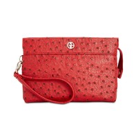 Giani Bernini Embossed Faux Ostrich Crossbody Wallet (Red, One Size)