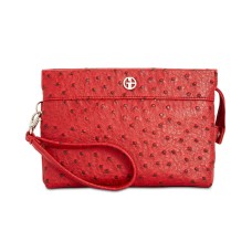 Giani Bernini Embossed Faux Ostrich Crossbody Wallet (Red, One Size)