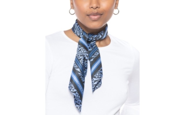  Logo Diamond Printed Bandana Scarf, Blue