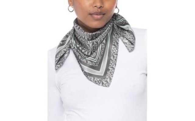  Logo Diamond Printed Bandana Scarf, Gray