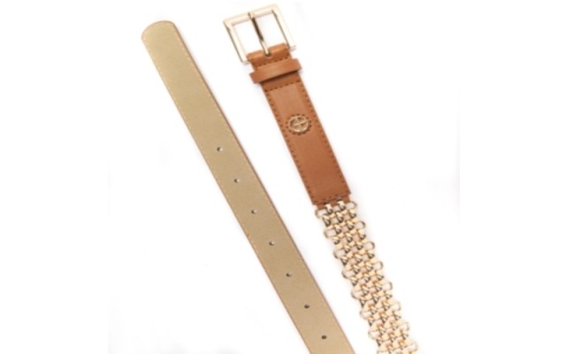  Metal Link Belt, Cognac, Medium