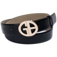 Giani Bernini Women’s Signature-Buckle Panel Belt, Black, X-Large