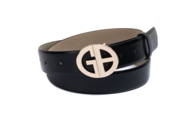  Women’s Signature-Buckle Panel Belt, Black, X-Large